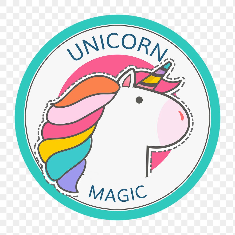 Png Unicorn round sticker, transparent background