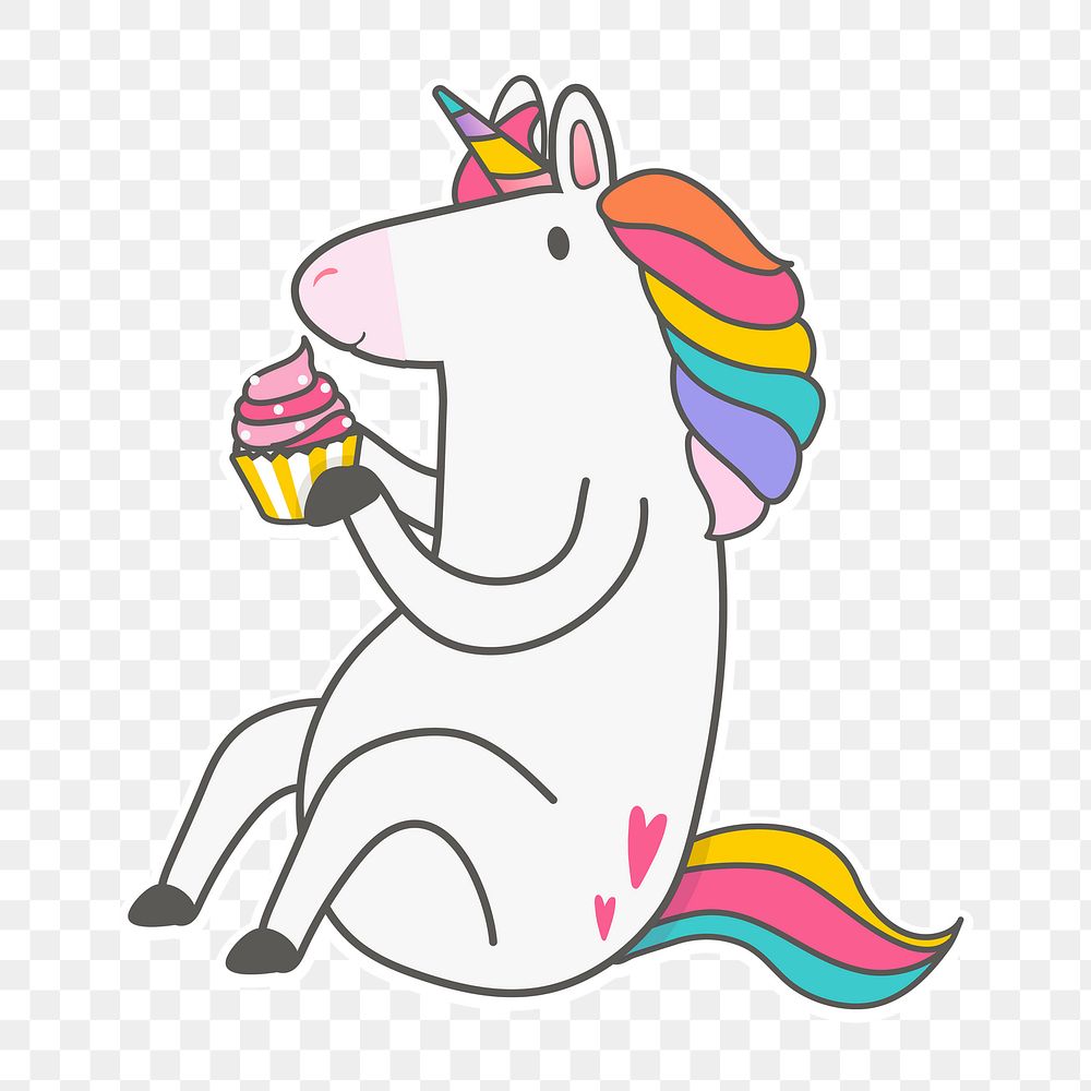 Png cute unicorn illustration sticker, transparent background