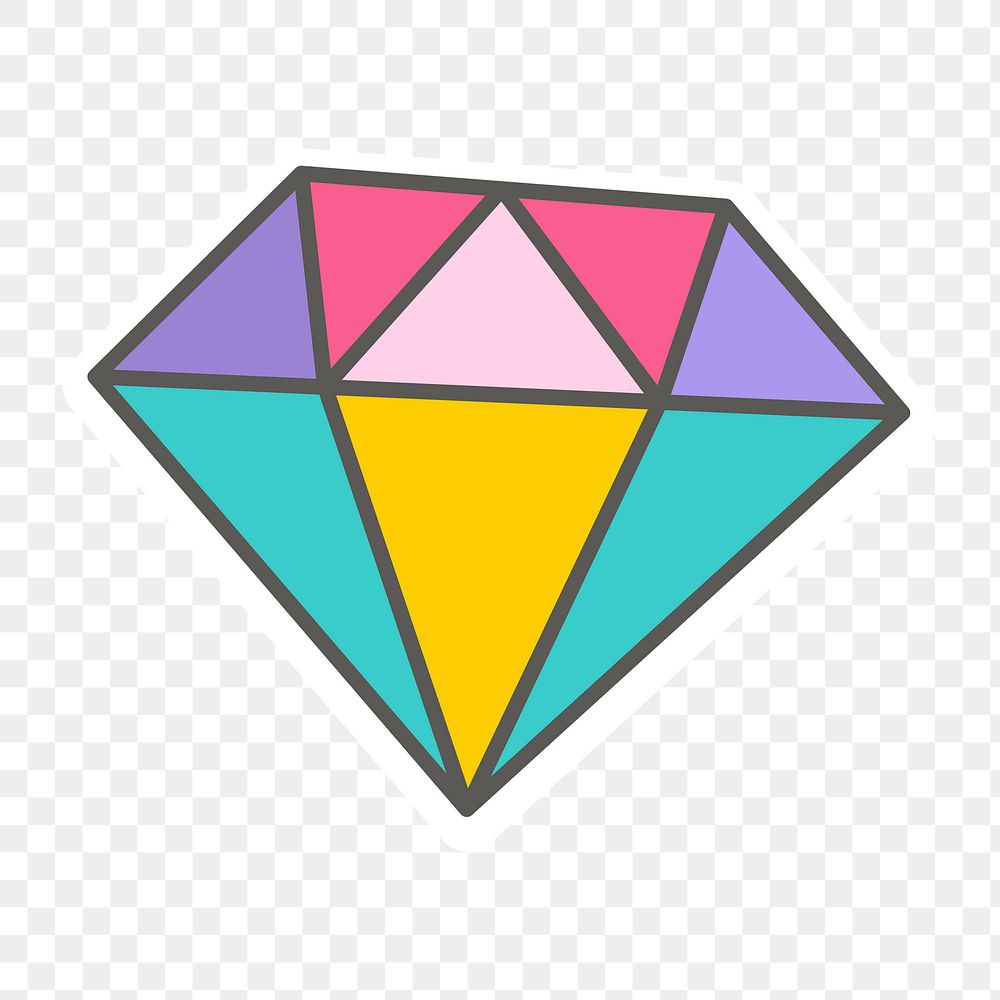 Png cute diamond illustration sticker, transparent background