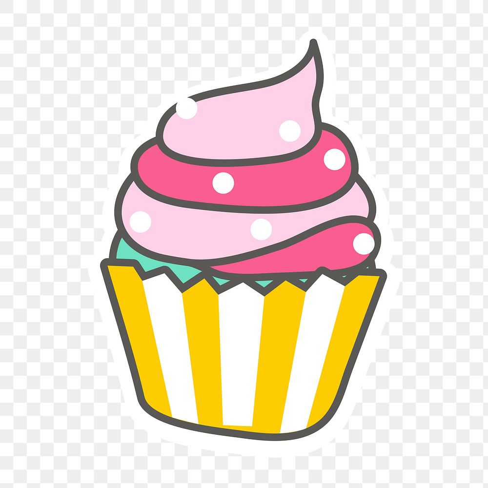 Png cute cupcake illustration sticker, transparent background
