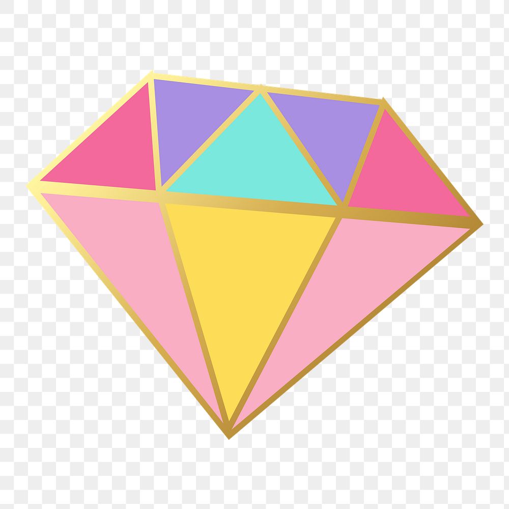 Png cute diamond illustration sticker, transparent background