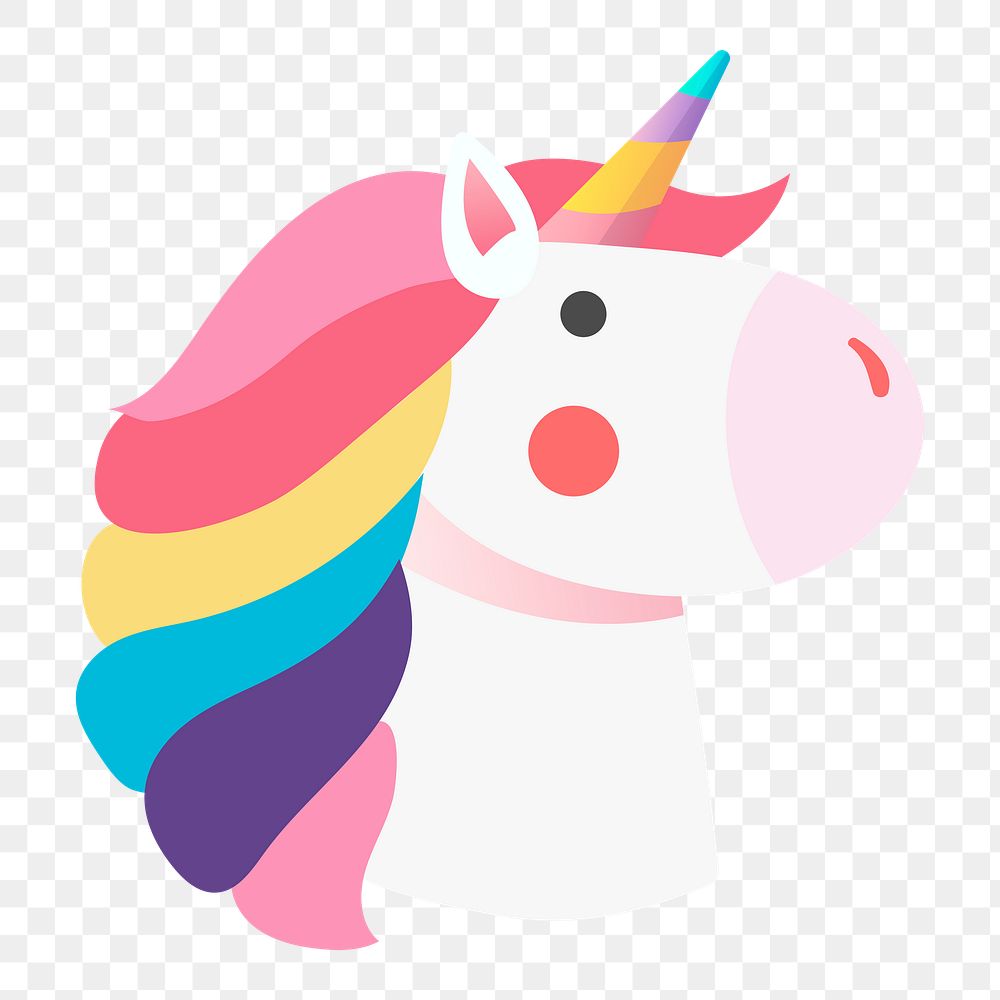 Png cute unicorn illustration sticker, transparent background