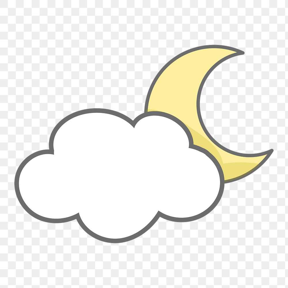Png Cute moon & cloud sticker, transparent background