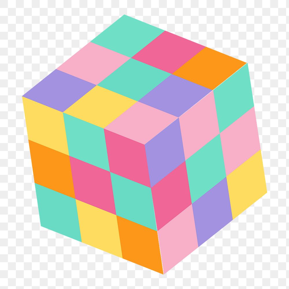 Png Cute puzzle cube sticker, transparent background
