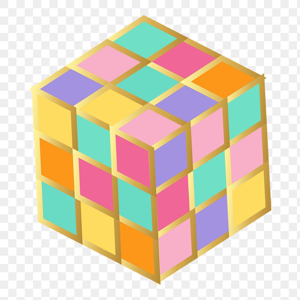 Png Cute puzzle cube sticker, transparent background