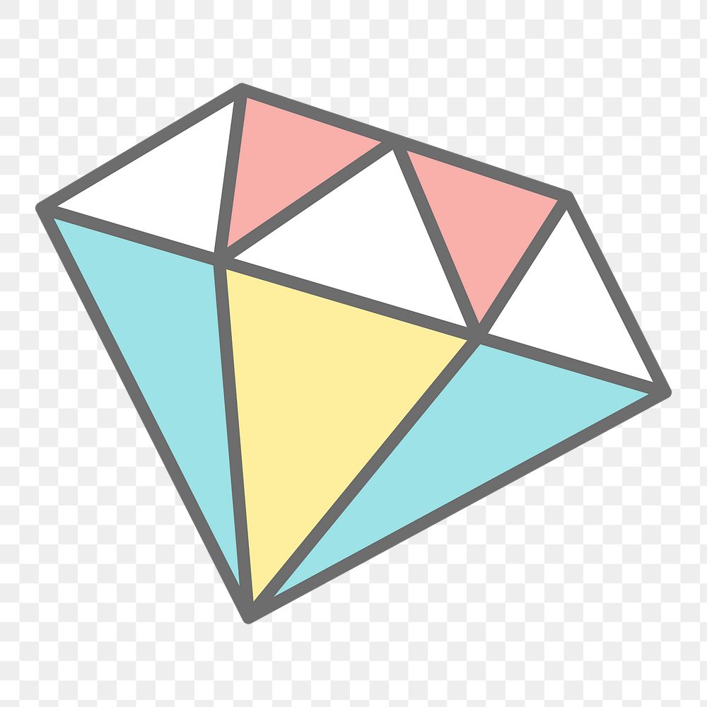 Png cute pastel diamond sticker, transparent background