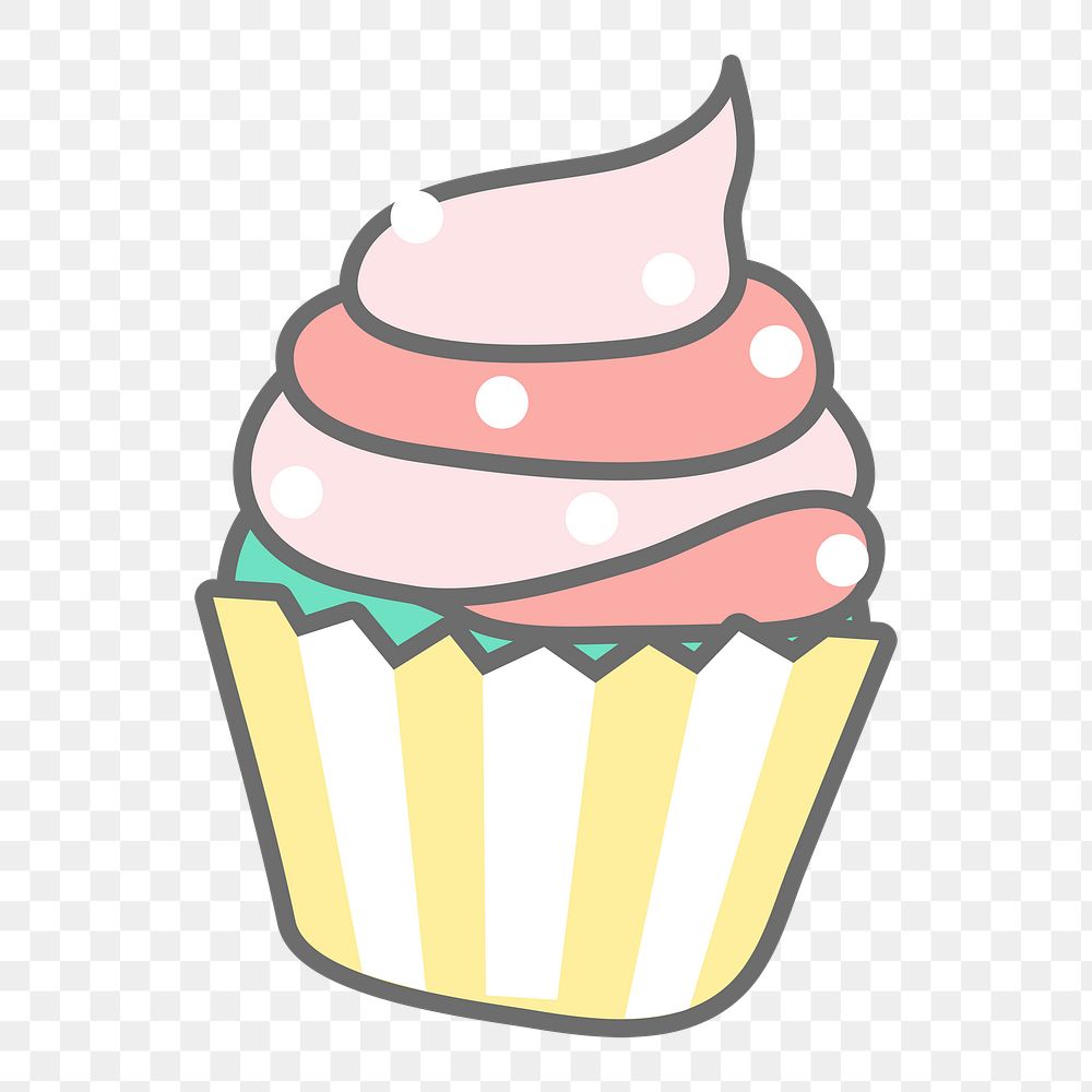 Png cute pastel cupcake sticker, transparent background