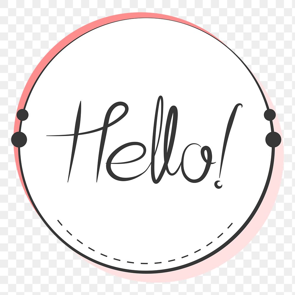 Hello typography badge png, transparent background