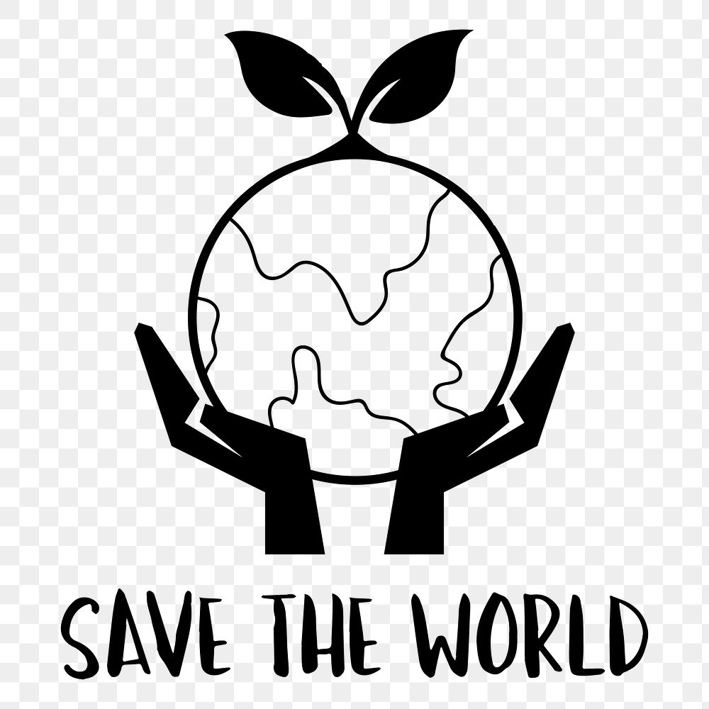 Save the world png, transparent background