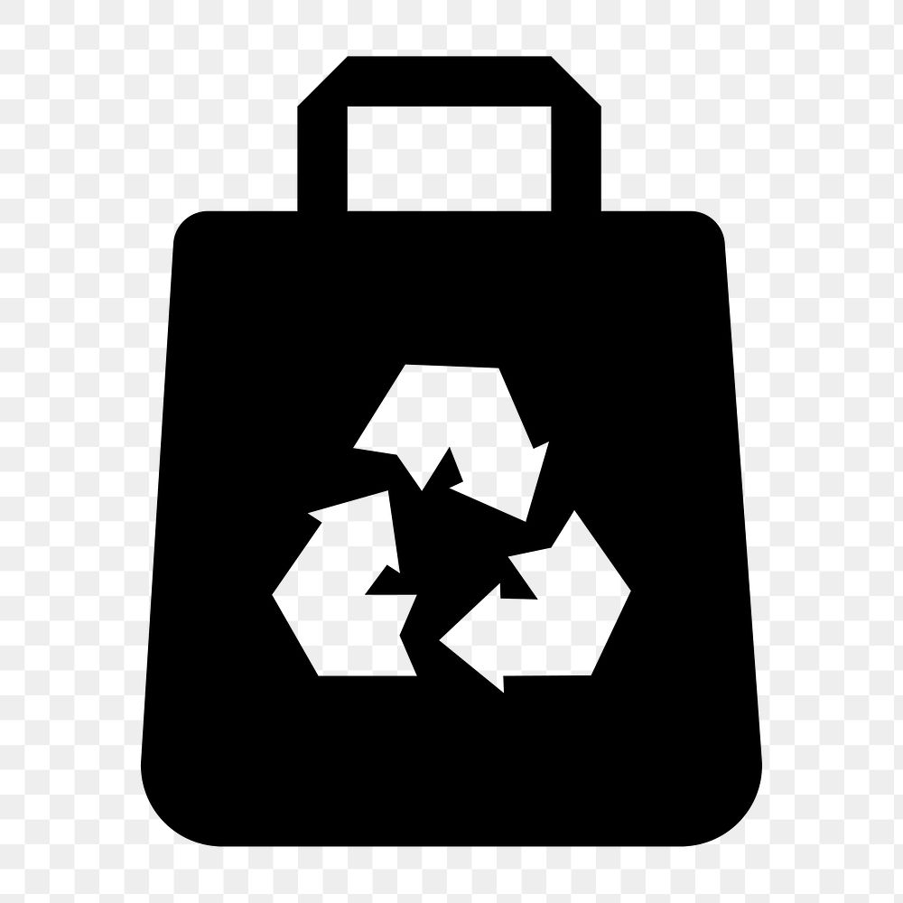 Recycled shopping bag icon png,  transparent background 