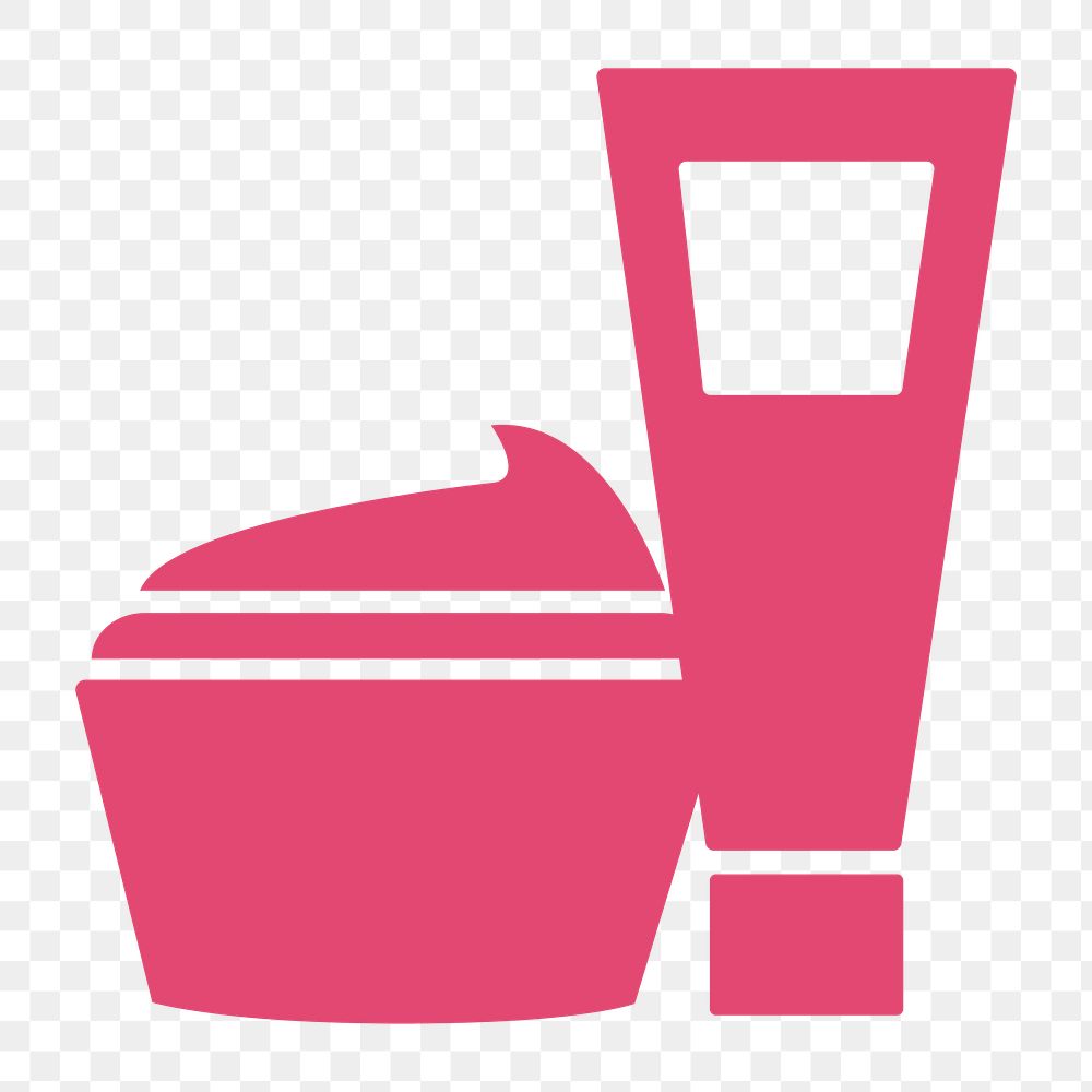 Pink facial cream icon png containers,  transparent background 
