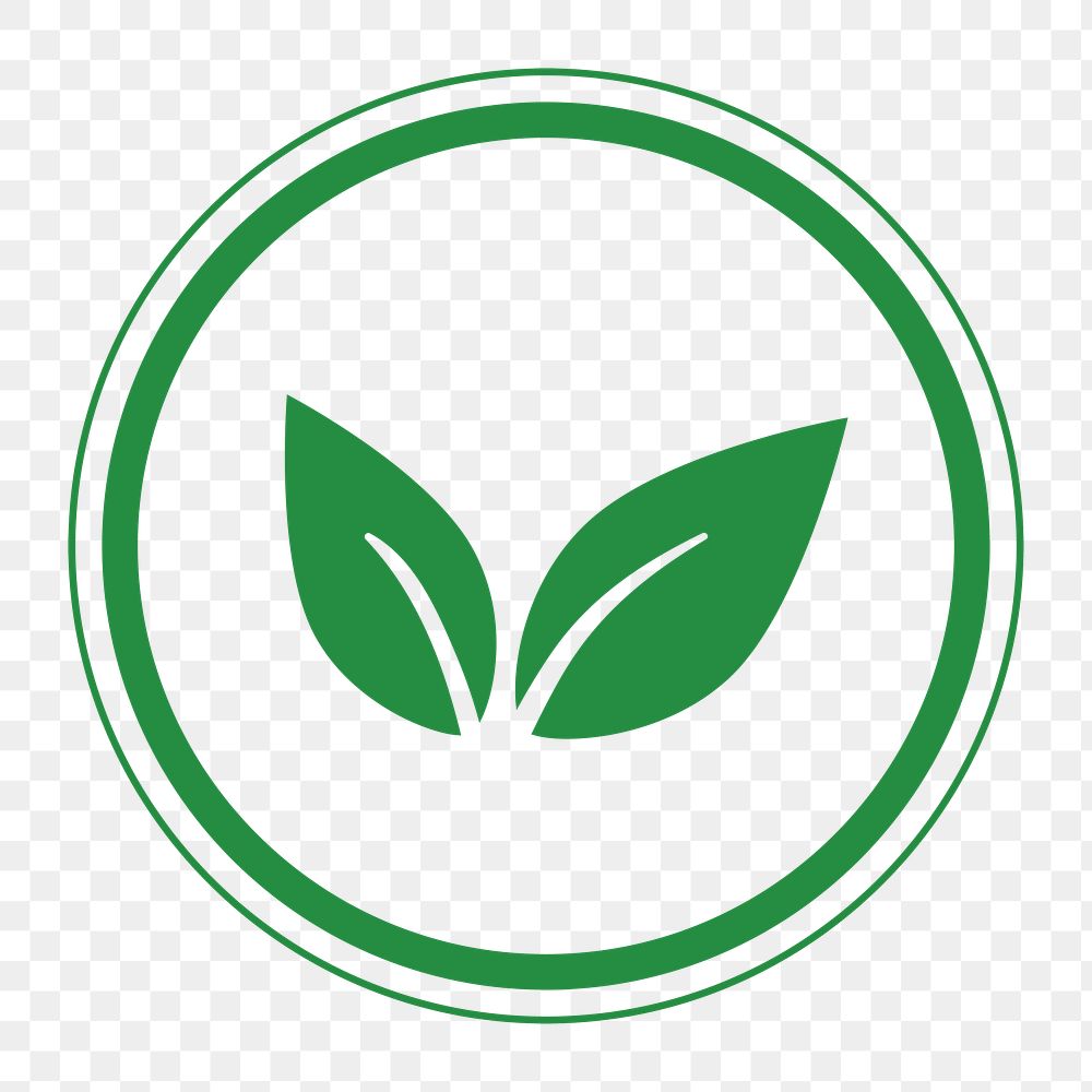 Green vegan logo icon png, transparent background 