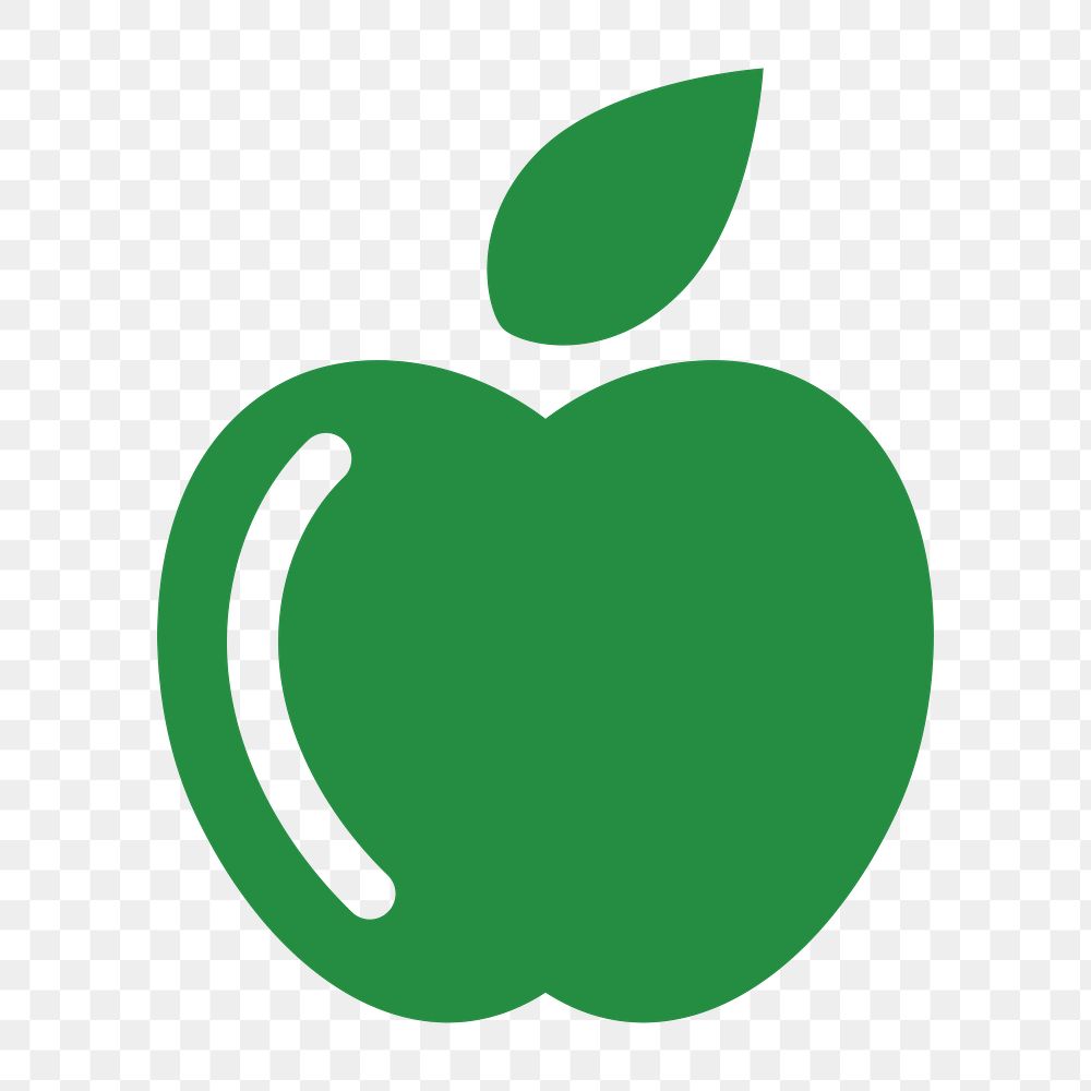 Green apple icon png logo, transparent background 
