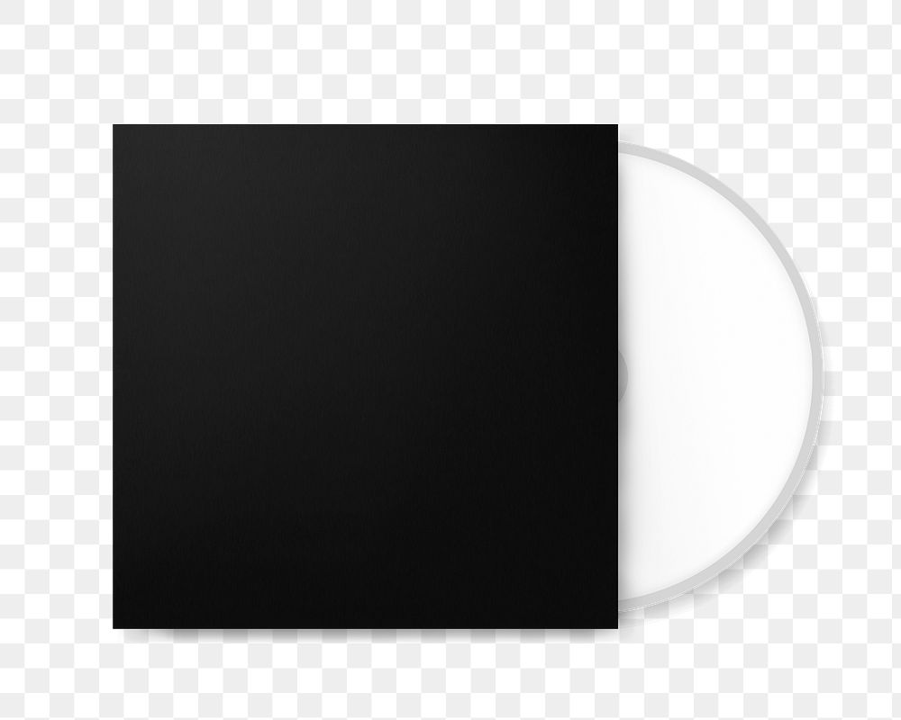 Black album cover png element, transparent background