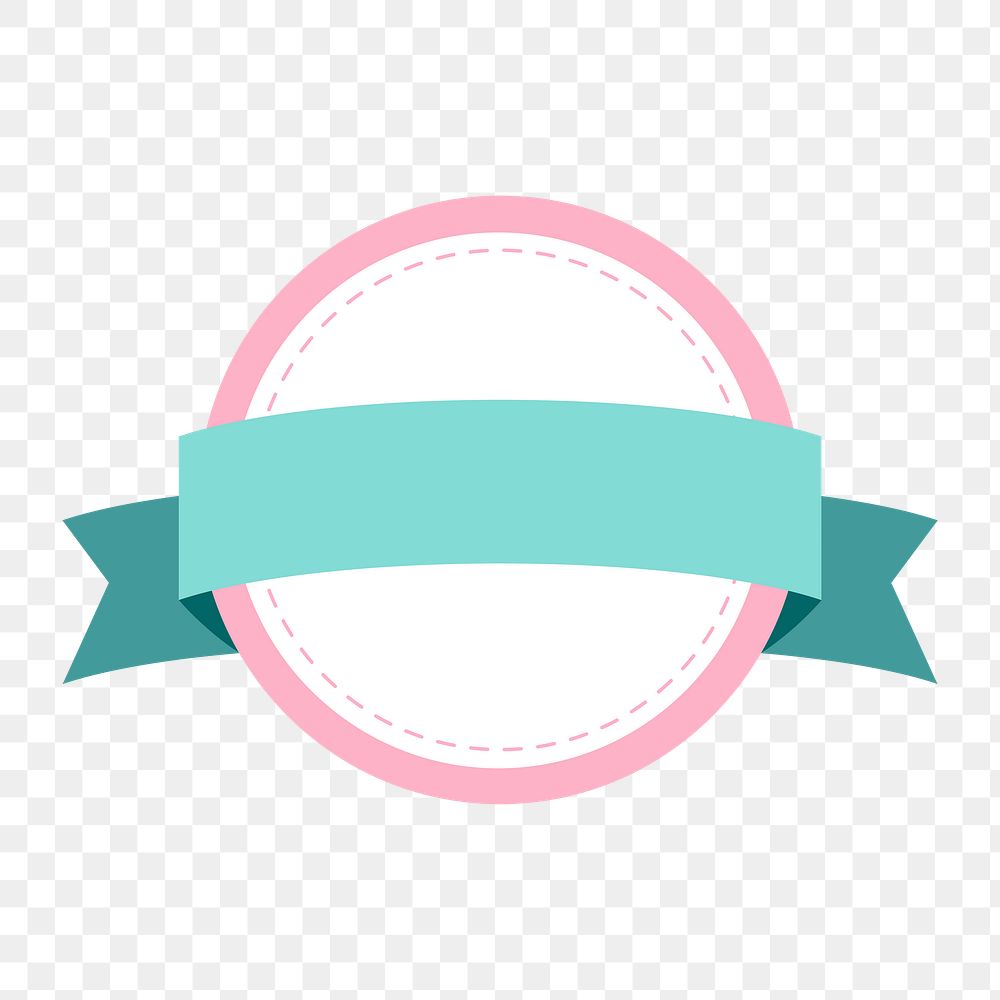 Png cute round badge banner, transparent background