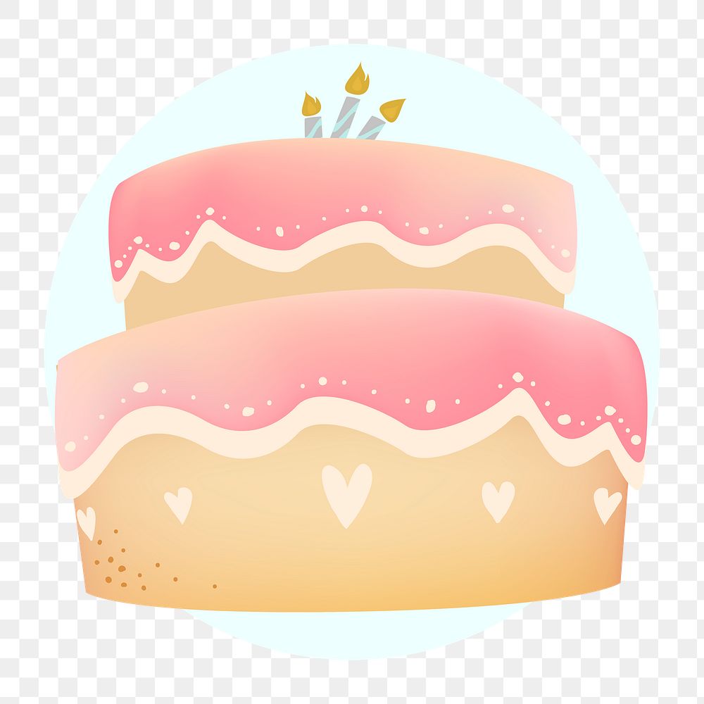 Png pastel birthday cake illustration, transparent background