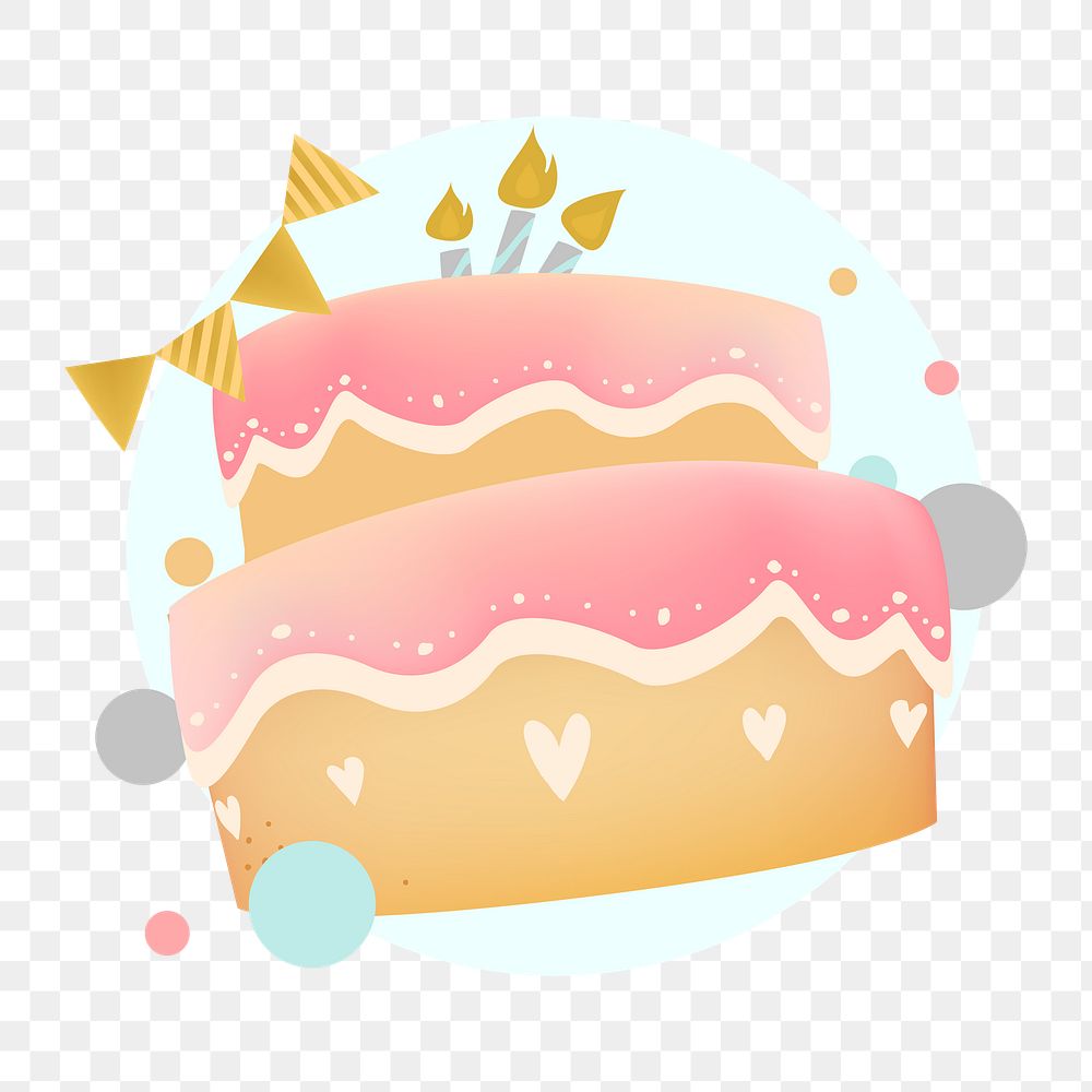 Png cute birthday cake illustration, transparent background