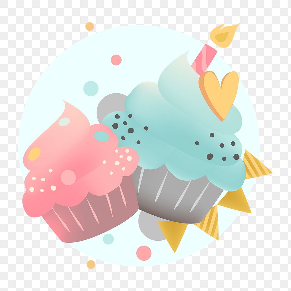 Png colorful party cupcakes illustration, transparent background