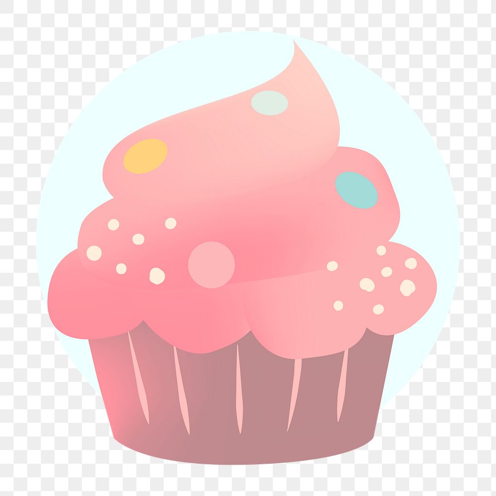 Png pink creamy cupcake illustration, transparent background