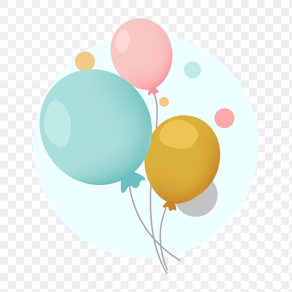 Png festive party balloons illustration, transparent background
