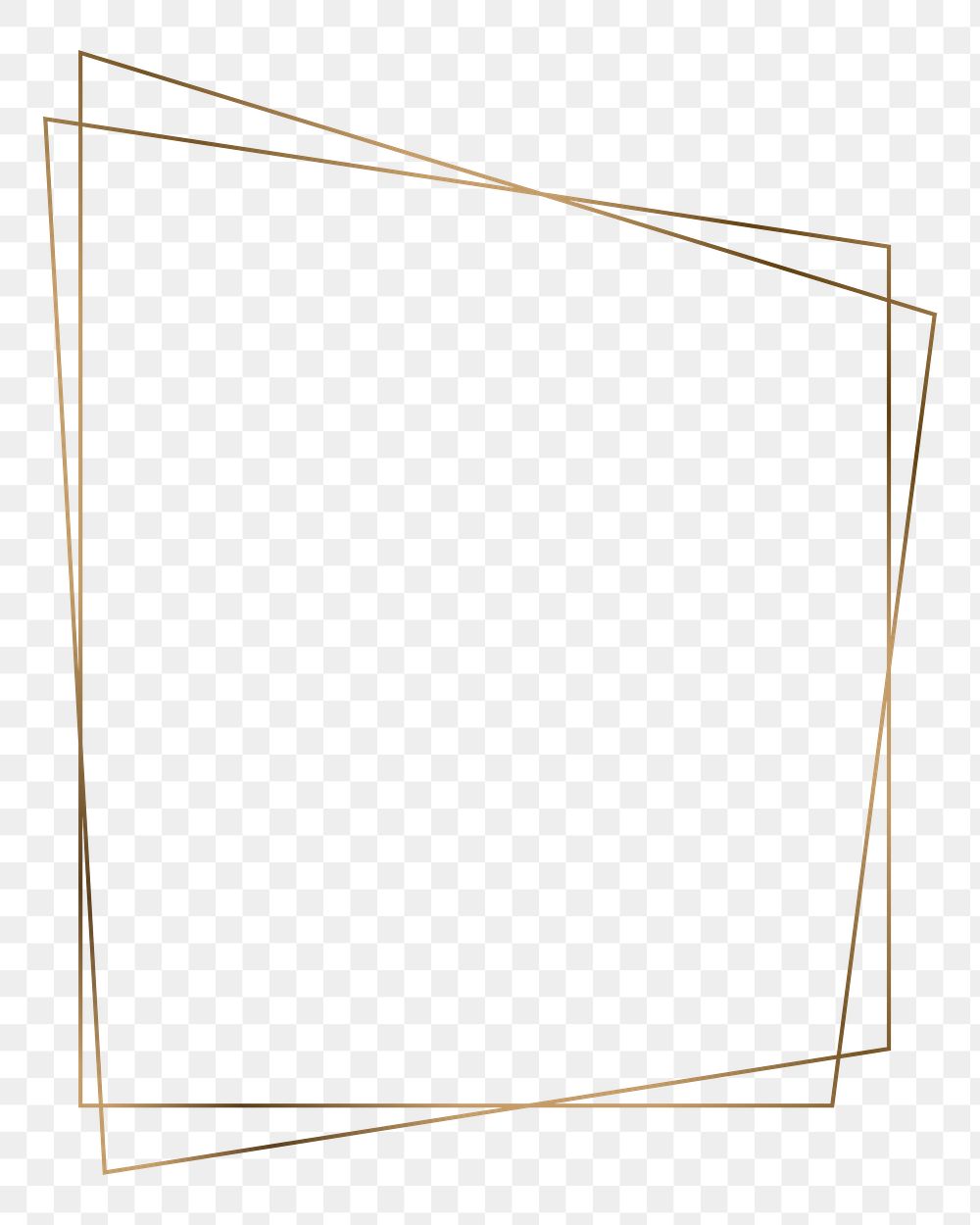 Png golden geometric frame, transparent background