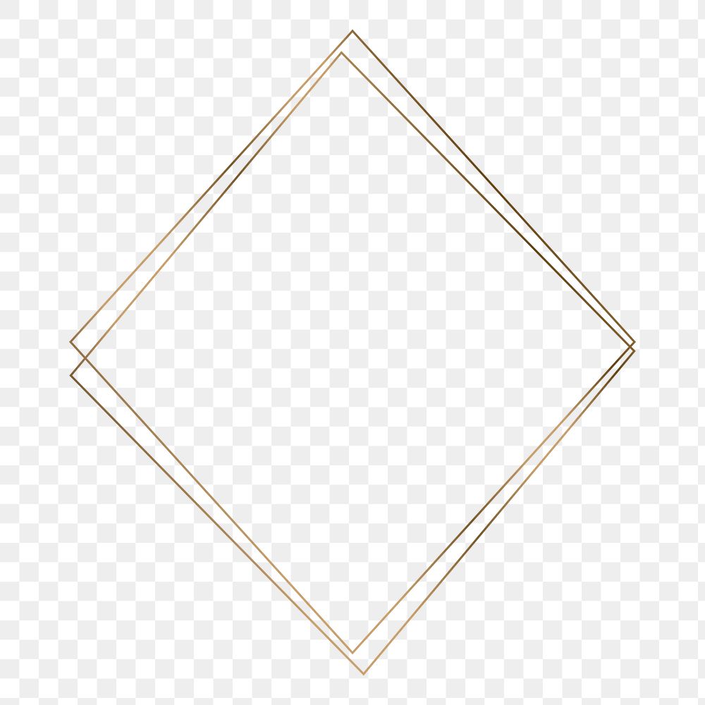 Png golden geometric frame, transparent background