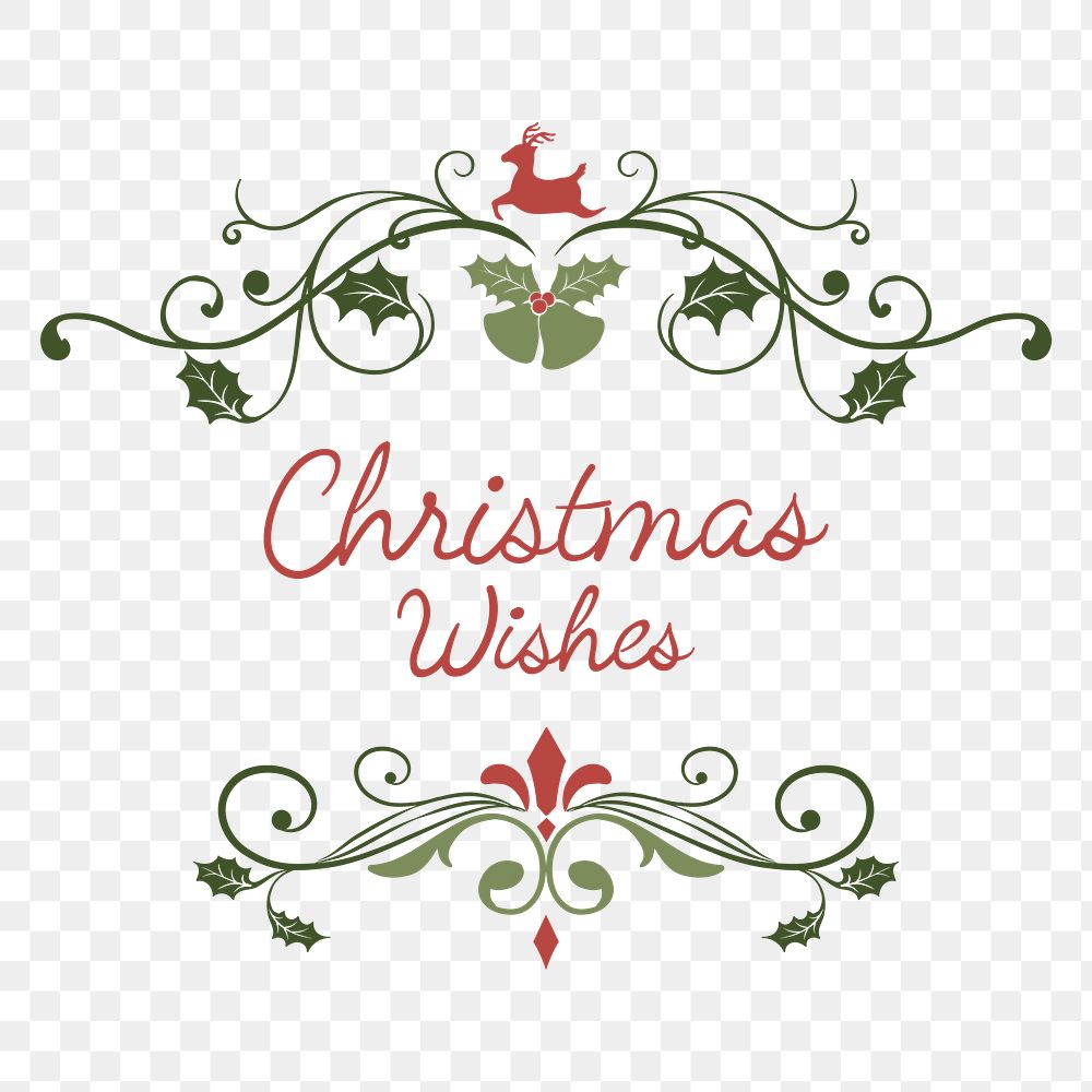Christmas wishes png badge, transparent background