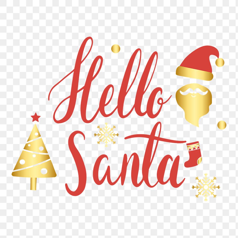 Hello Santa Christmas png badge, transparent background