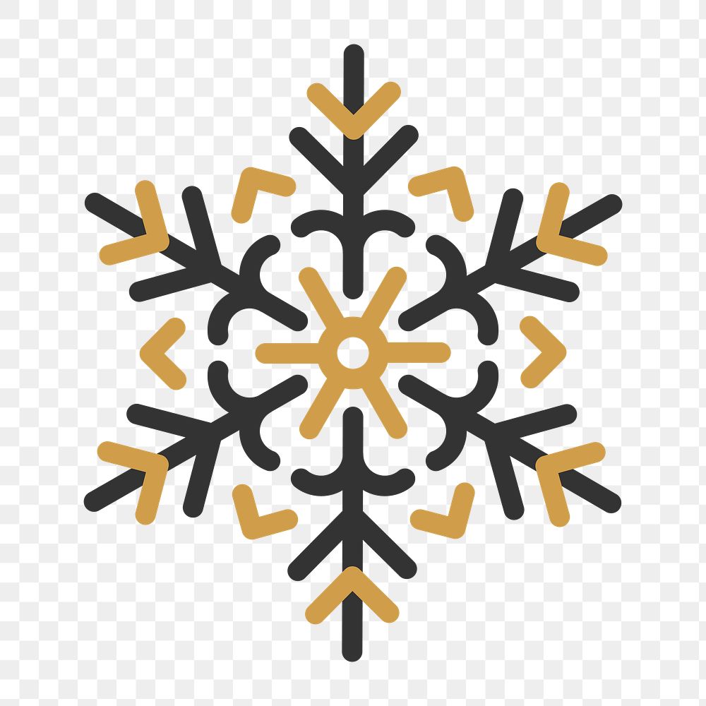 Png fancy single snowflake icon, transparent background