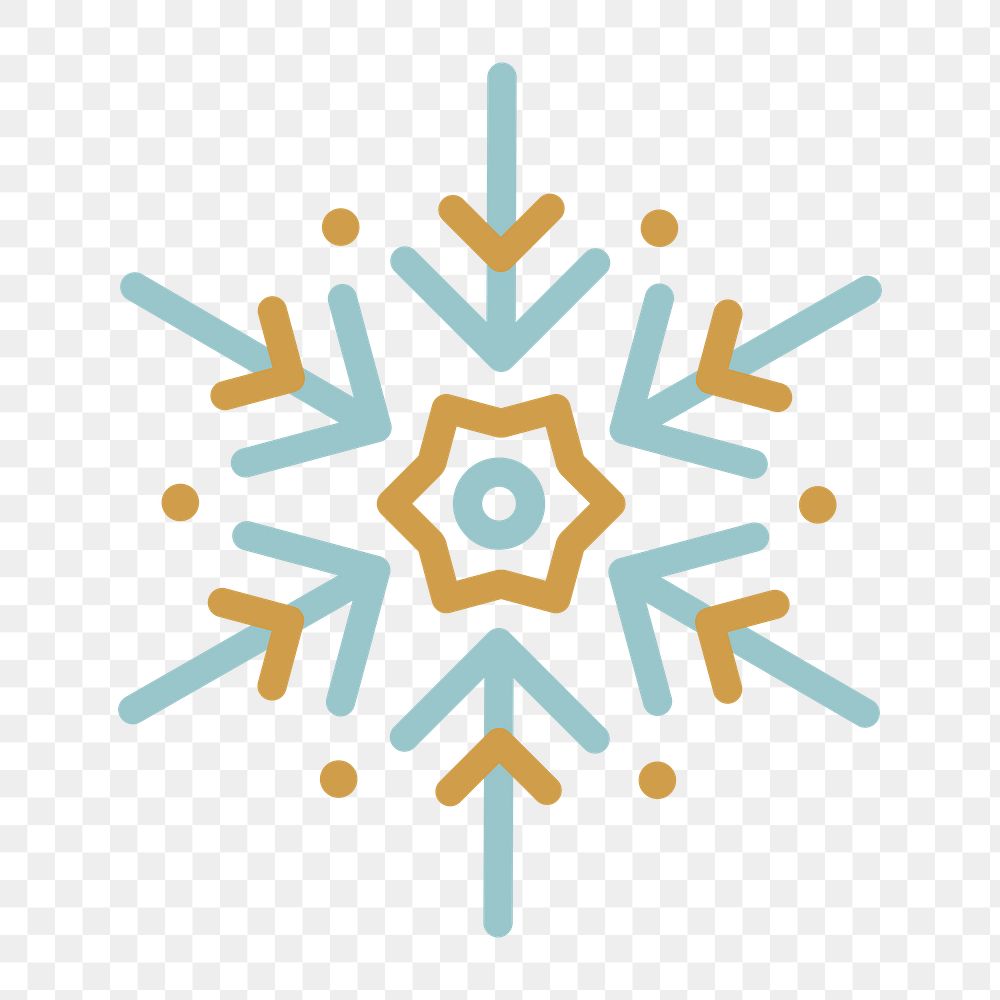Png fancy single snowflake icon, transparent background