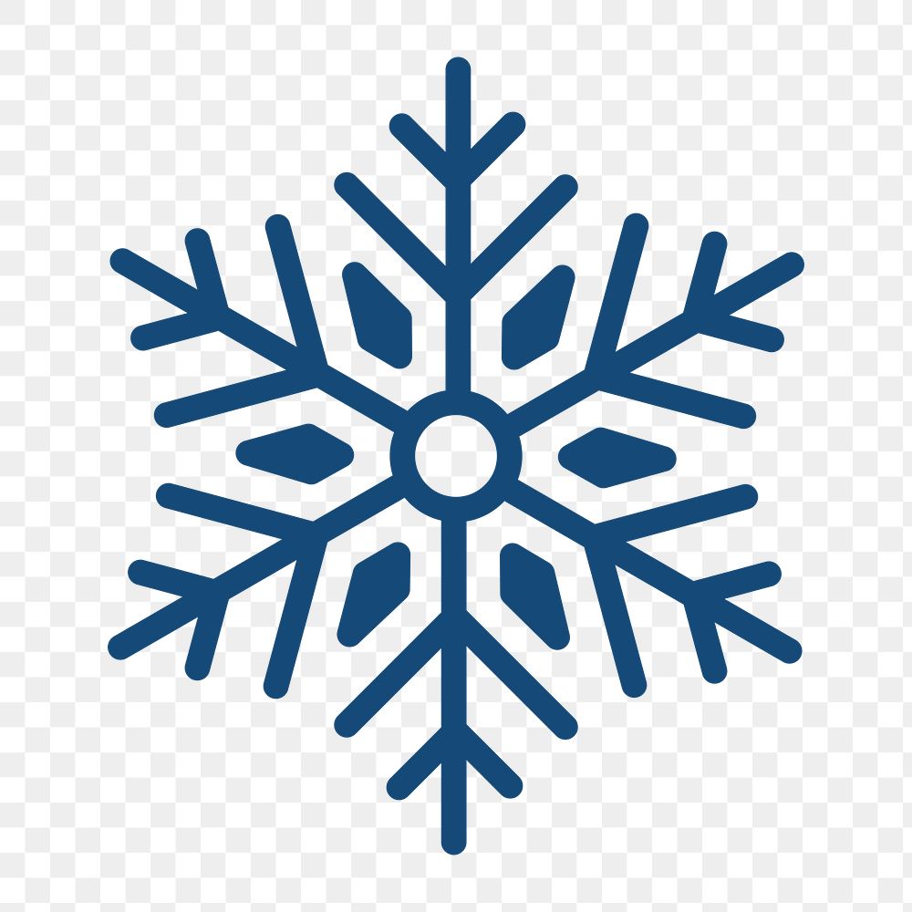 Png blue single snowflake icon, transparent background