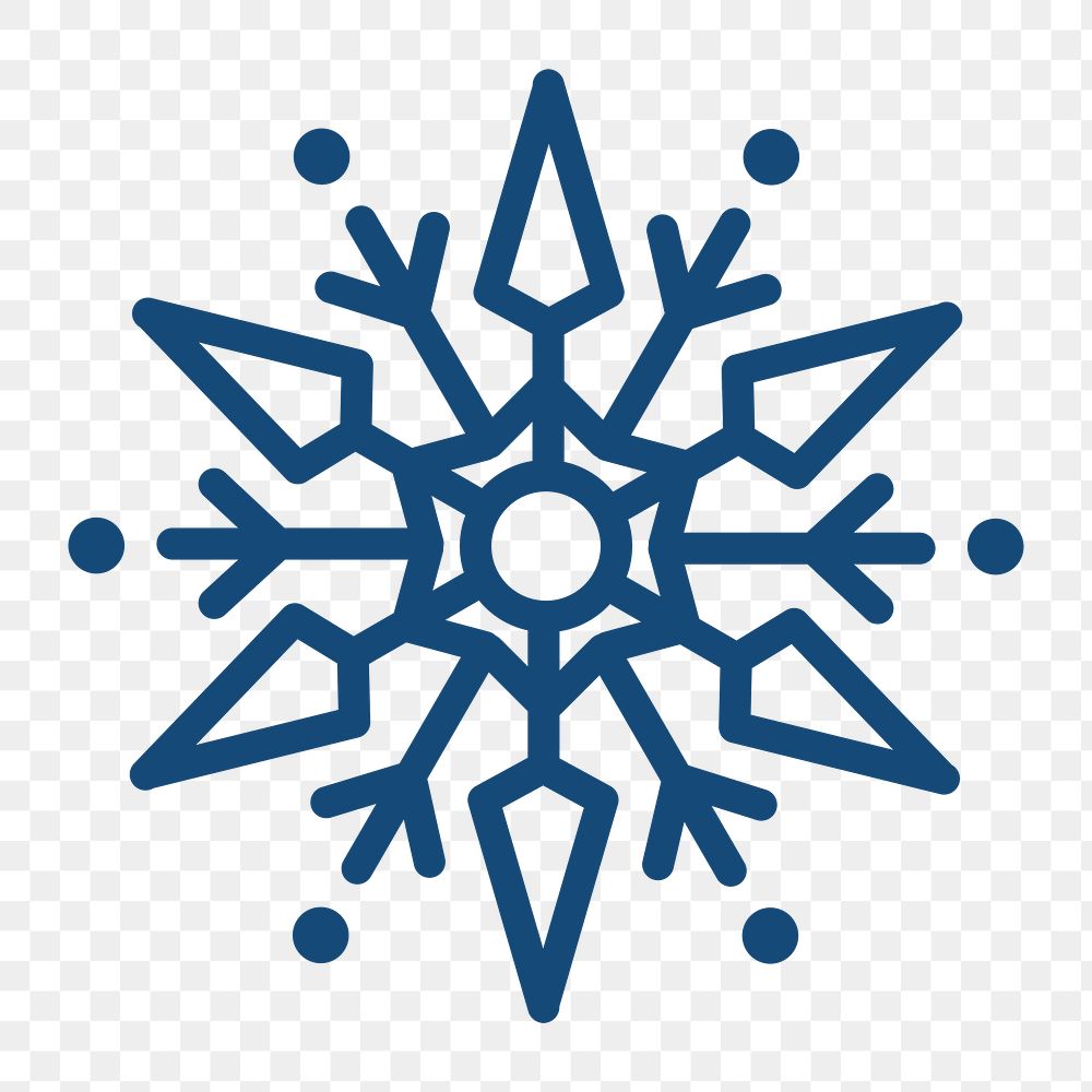 Png blue single snowflake icon, transparent background