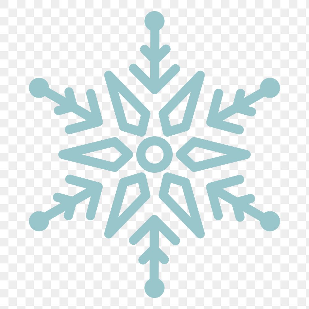 Png blue single snowflake icon, transparent background