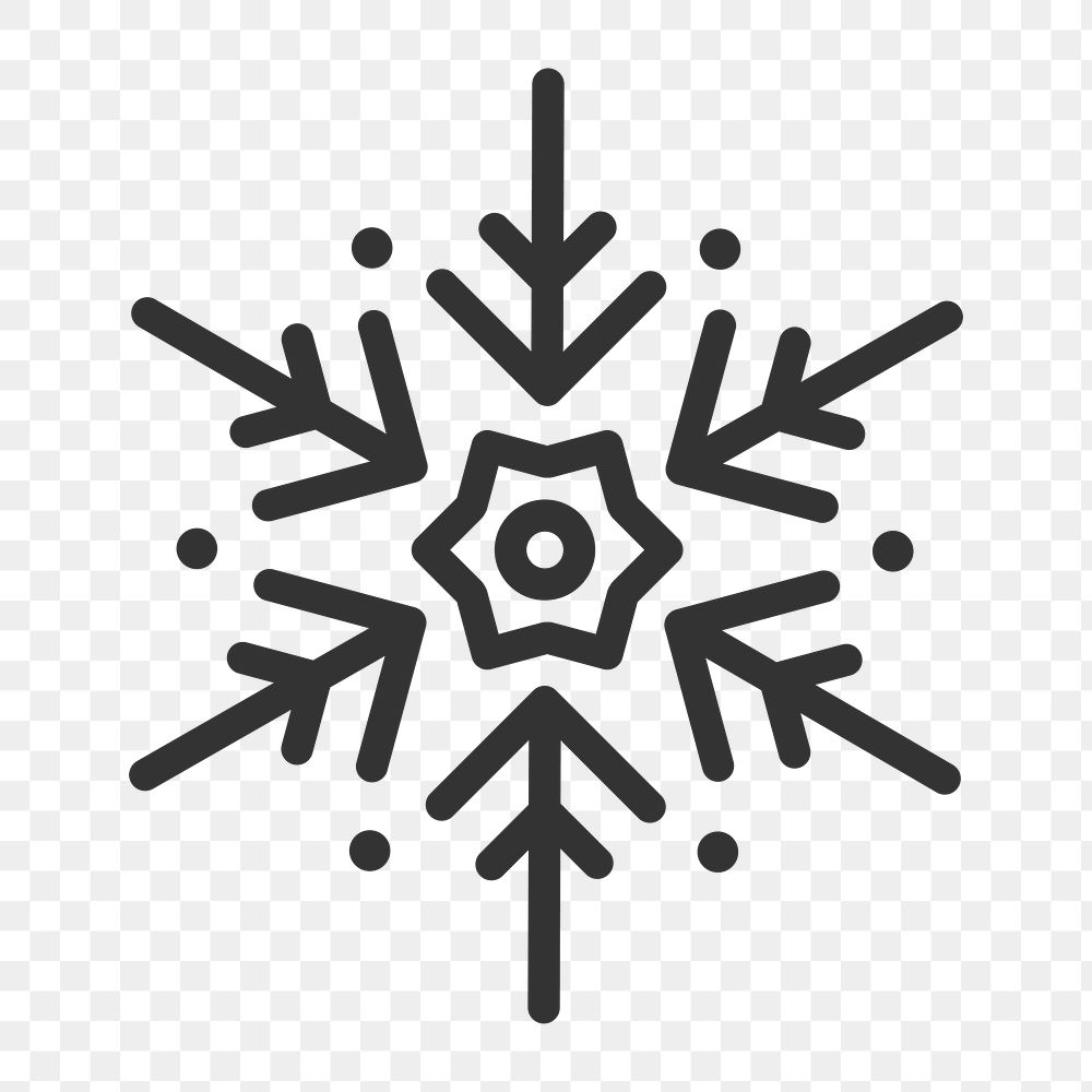Png single snowflake icon, transparent background