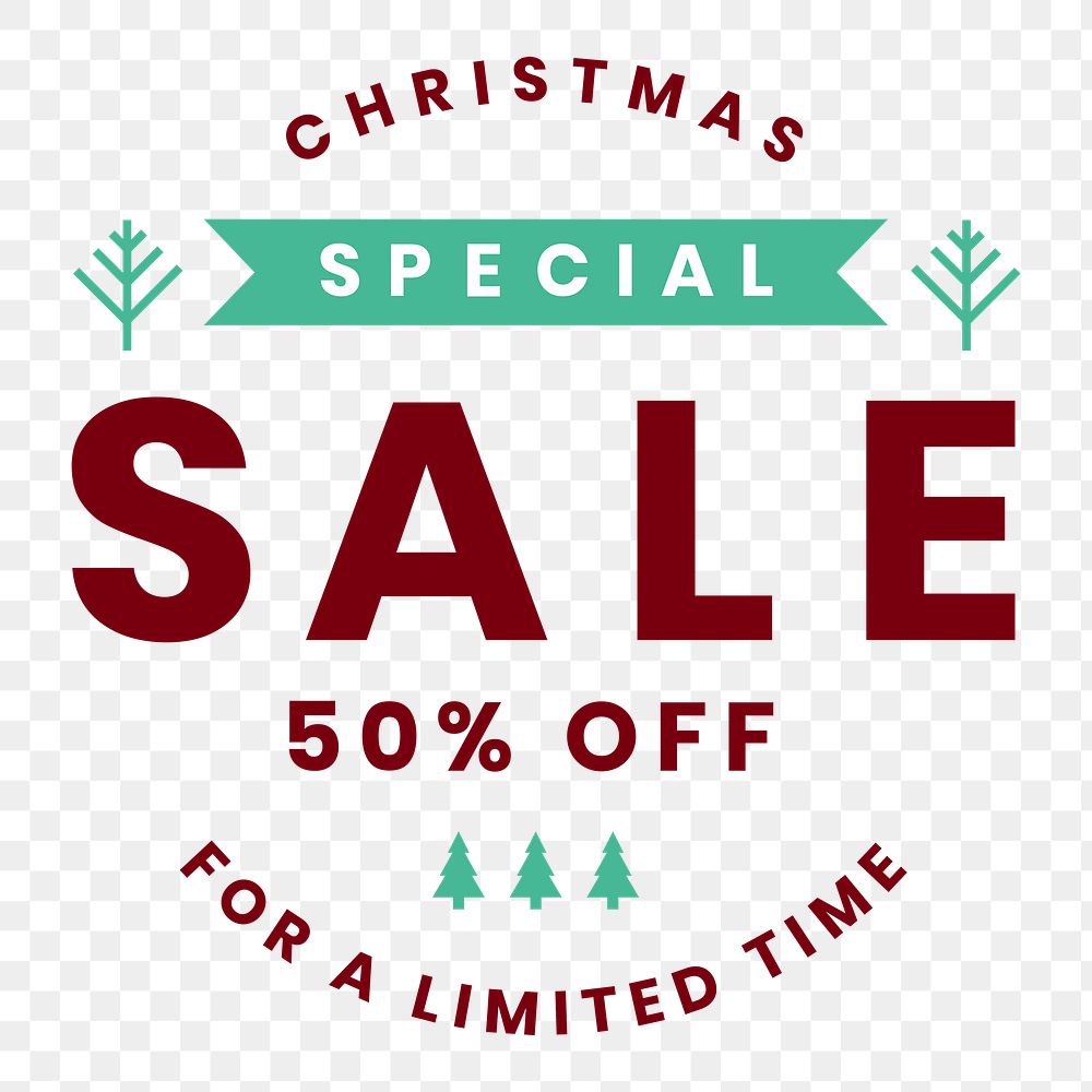 Christmas sale badge png, transparent background