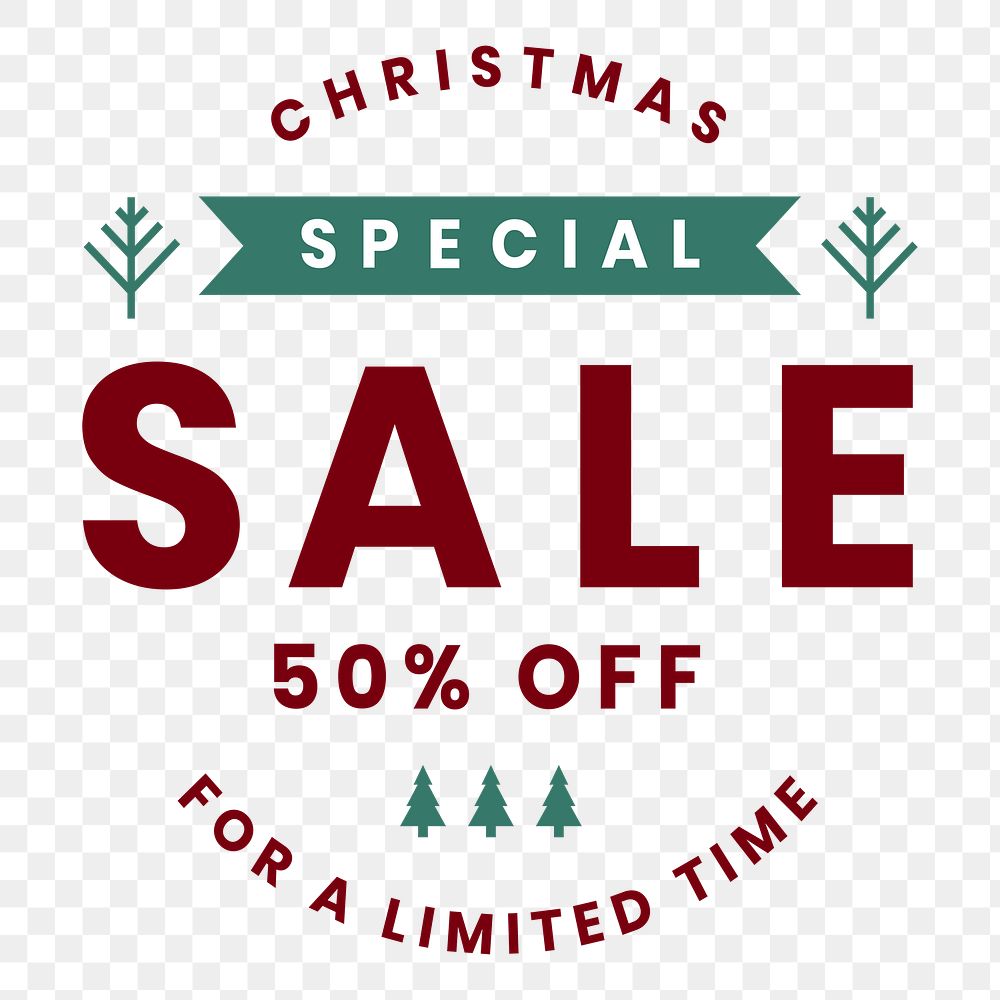 Christmas sale badge png, transparent background