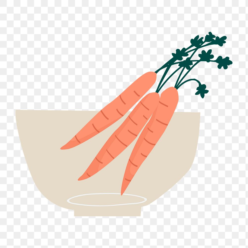 Png  carrots in bowl sticker, transparent background