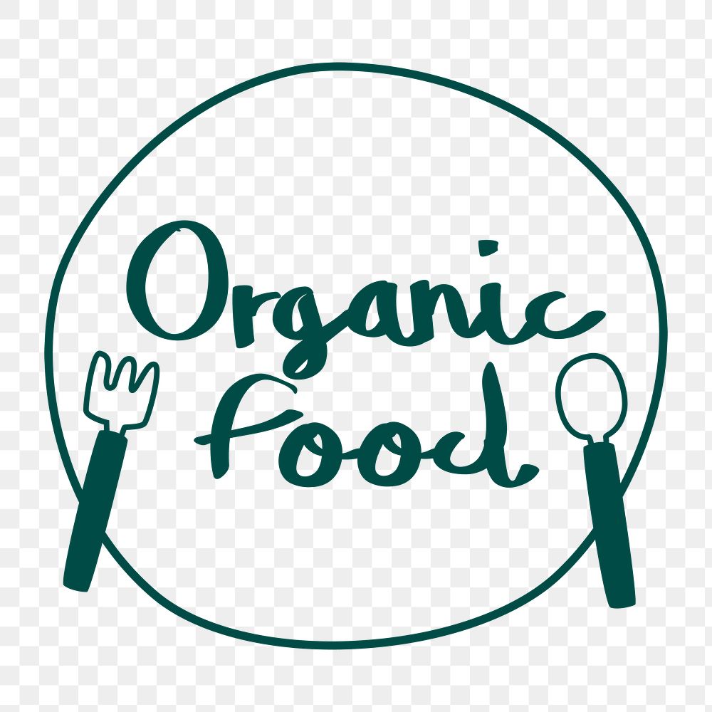 Png organic food word  sticker, transparent background