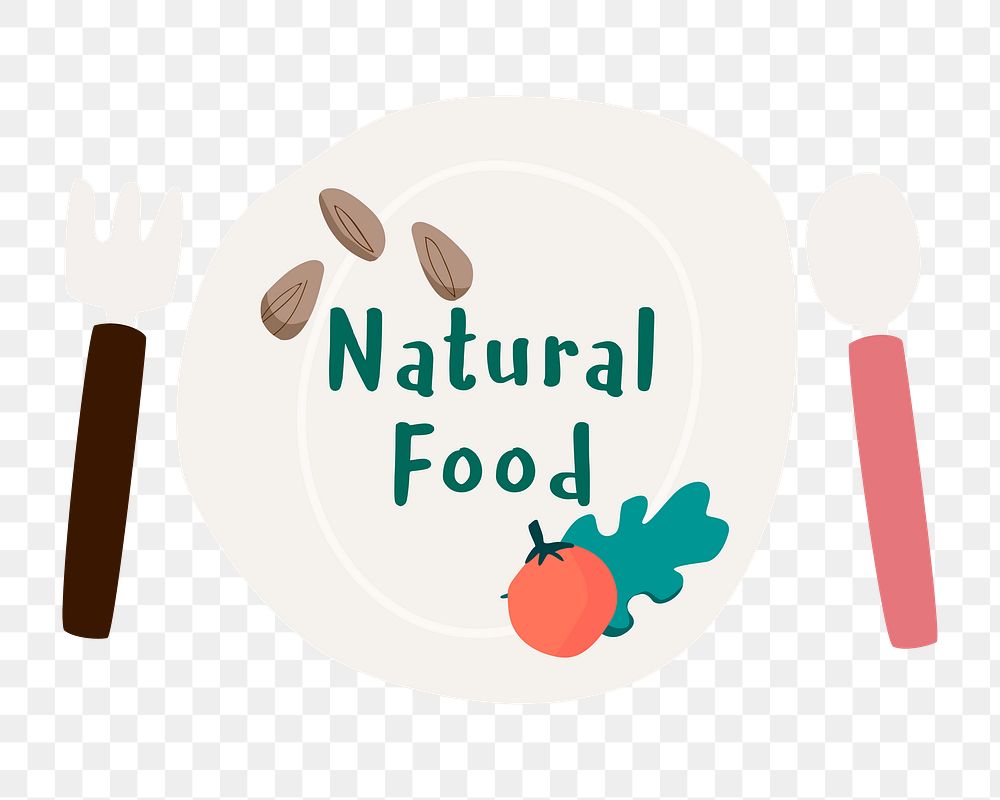 Png natural food plate sticker, transparent background
