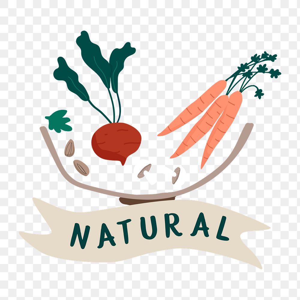 Png natural food bowl  sticker, transparent background