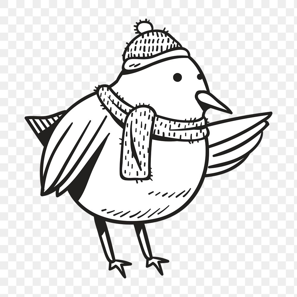 Png winter bird character illustration, transparent background