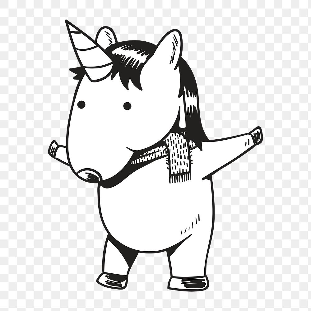 Png winter unicorn character illustration, transparent background
