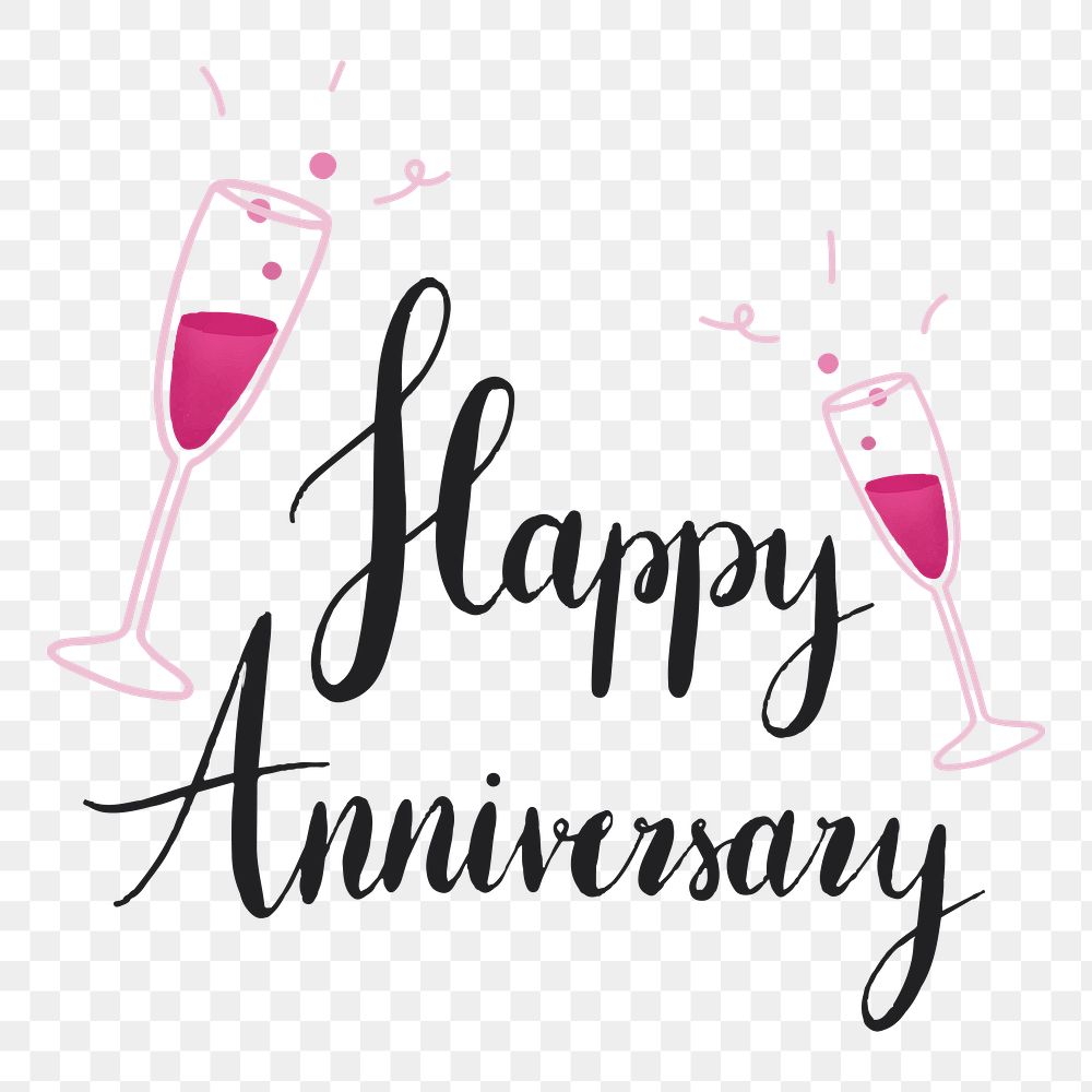 Happy Anniversary typography png, transparent background