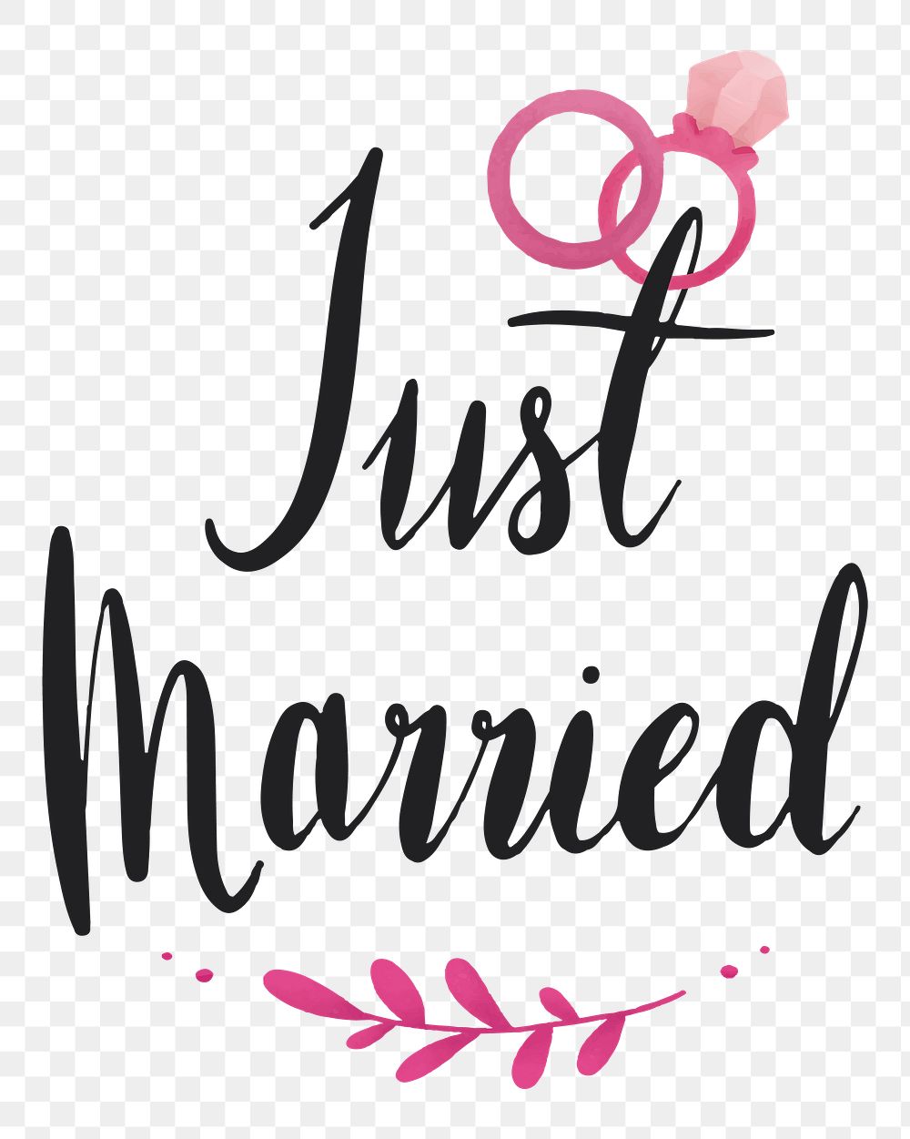 Just married png sticker, transparent background