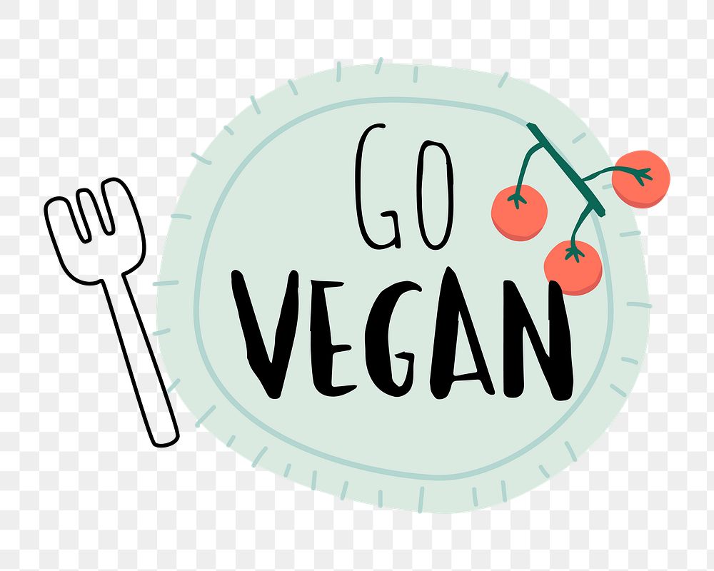 Go vegan png sticker, transparent background