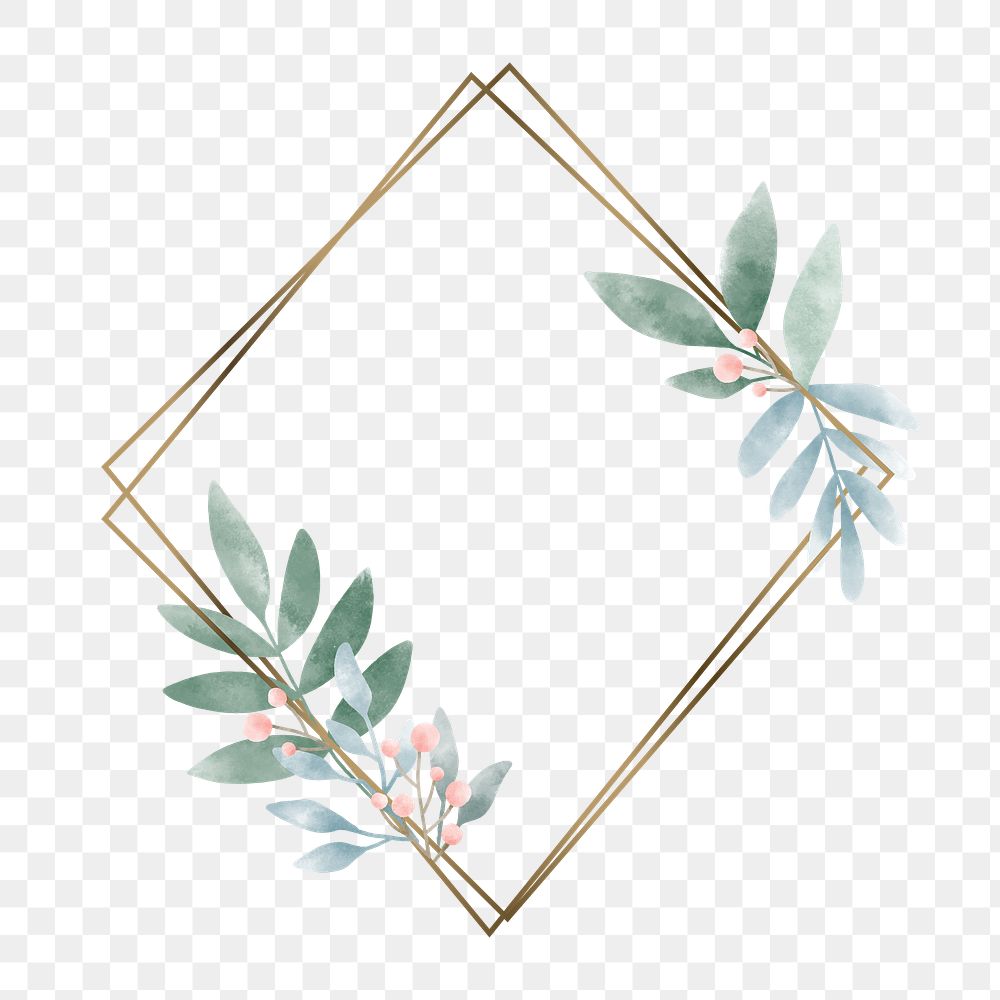 Watercolor leaf png frame, transparent background