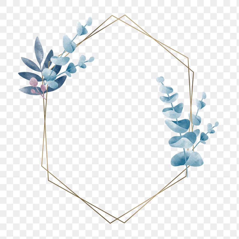 Watercolor leaf png frame, transparent background