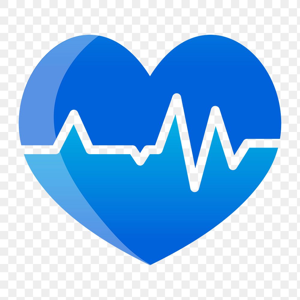 Png heart with cardiograph icon, medical illustration on  transparent background 