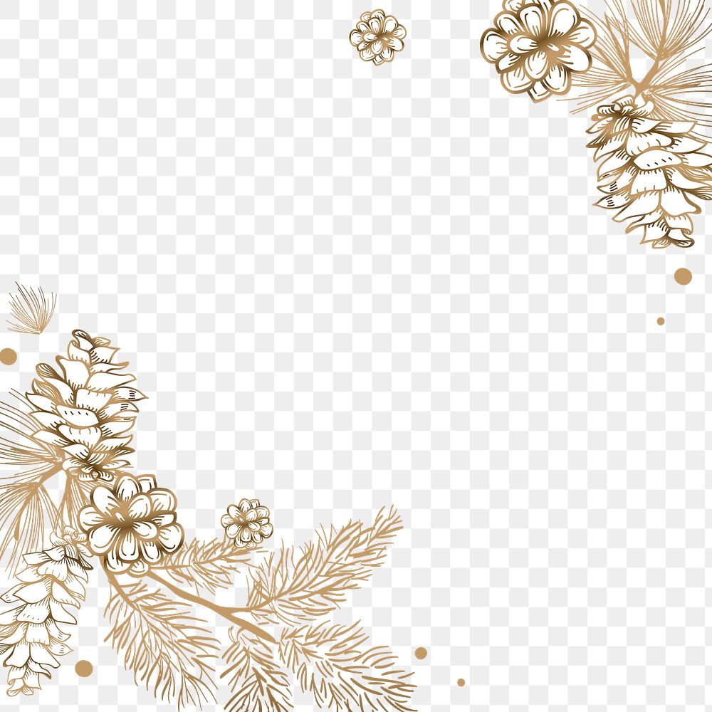 Gold flower png border, transparent background