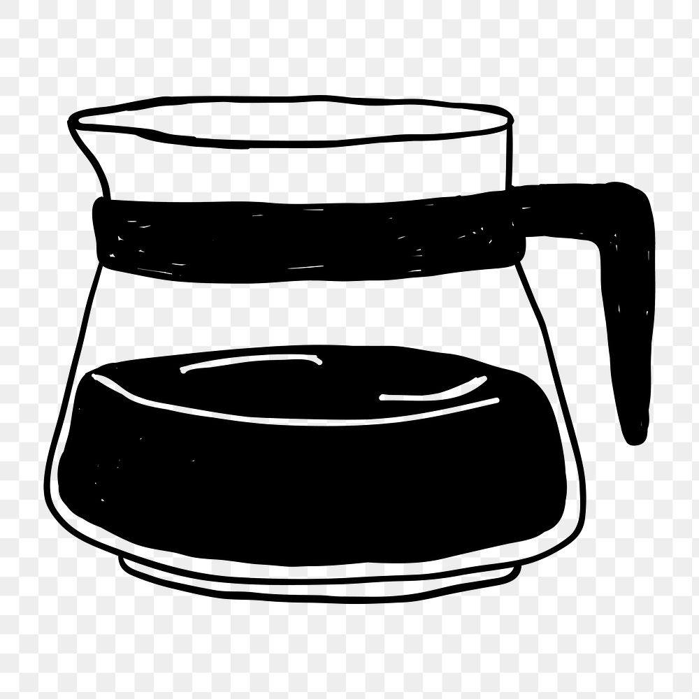 Png  coffee pot doodle illustration, transparent background